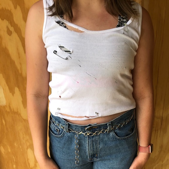 Upcycled Distressed Crop Tank - Picture 5 of 5